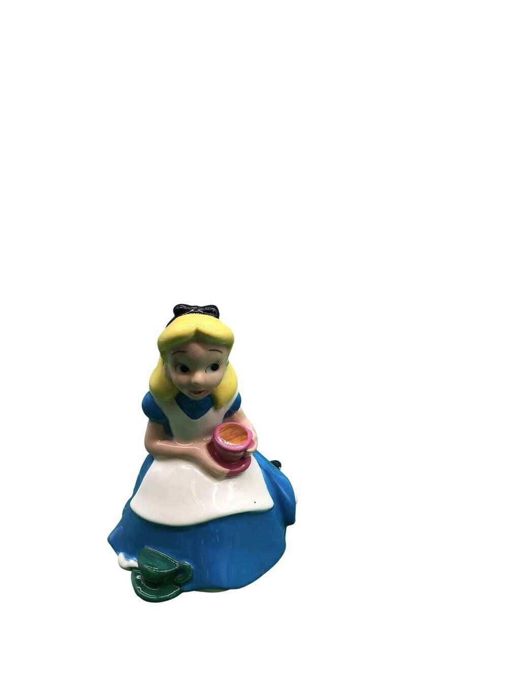 Disney Alice In Wonderland Alice Salt Pepper Shaker Figurine Blue Dress Cup